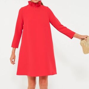 NWT Tuckernuck Daphne Dress Poppy Red Mini Preppy Bowtie Collar Pockets XXS